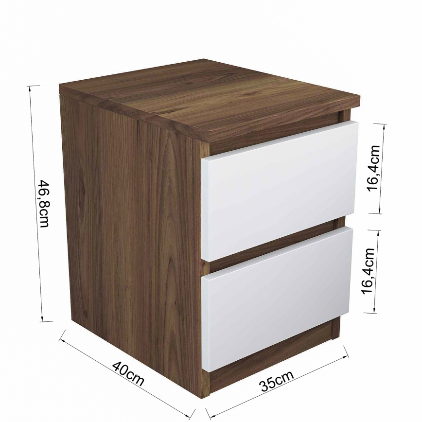 Noční stolek WALNUT 46,8x35 cm hnědá/bílá