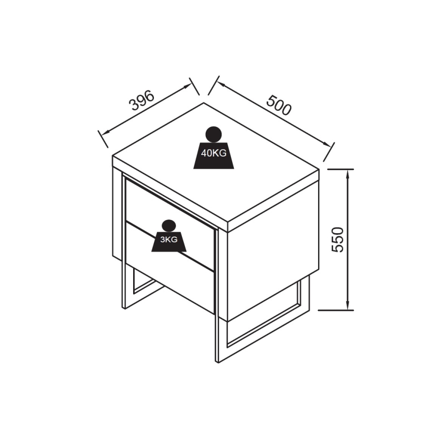 Noční stolek ZARINE 50x40 cm dub
