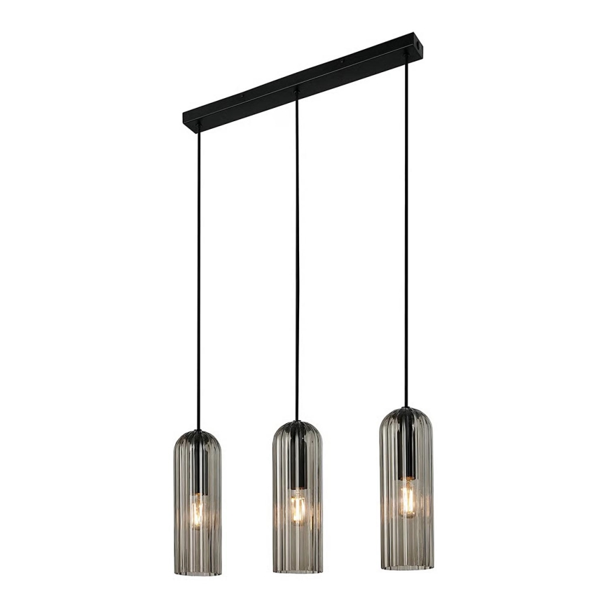 Nordlux - Lustr na lanku MIELLA 3xE27/25W/230V černá/kouřová