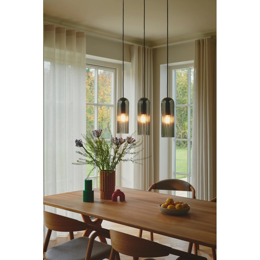 Nordlux - Lustr na lanku MIELLA 3xE27/25W/230V černá/kouřová
