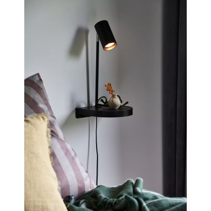 Nordlux - Nástěnná lampa s poličkou CODY 1xGU10/15W/230V černá