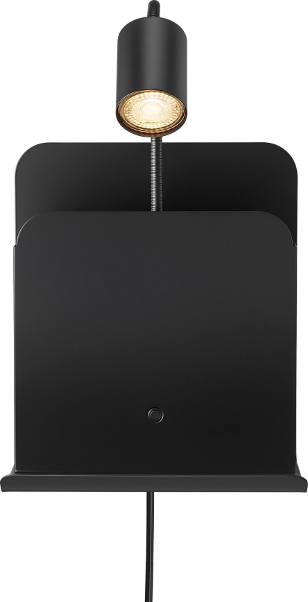 Nordlux - Nástěnné bodové svítidlo s poličkou a USB ROOMI 1xGU10/8W/230V černá