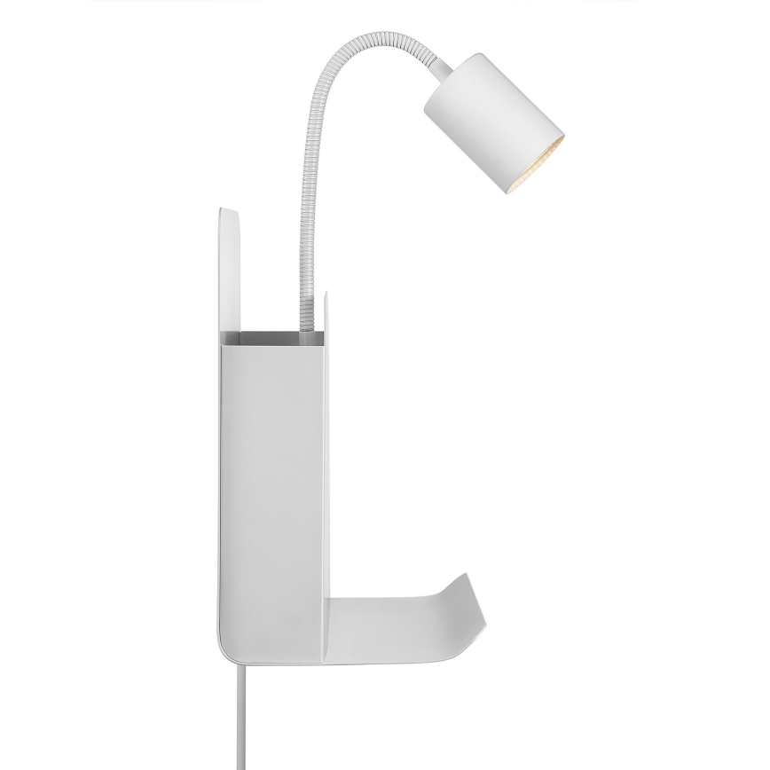 Nordlux - Nástěnné bodové svítidlo s poličkou a USB ROOMI 1xGU10/8W/230V bílá