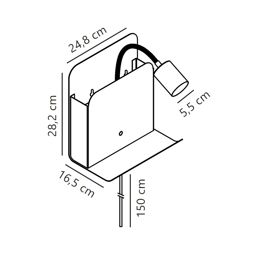 Nordlux - Nástěnné bodové svítidlo s poličkou a USB ROOMI 1xGU10/8W/230V bílá