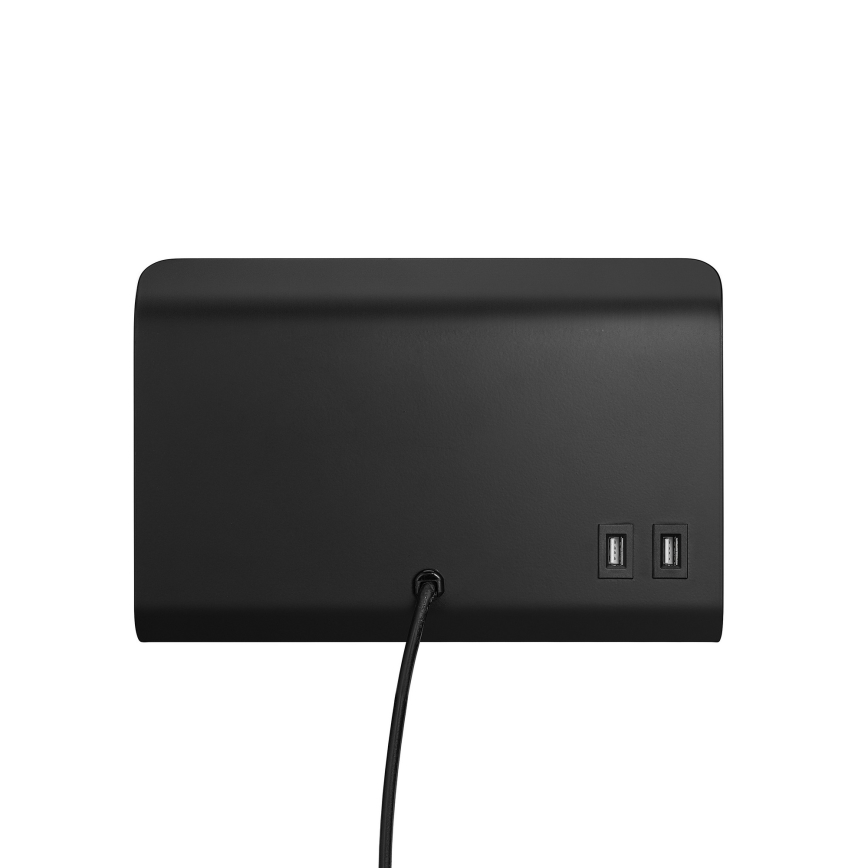 Nordlux - Nástěnné bodové svítidlo s poličkou a USB ROOMI 1xGU10/8W/230V černá