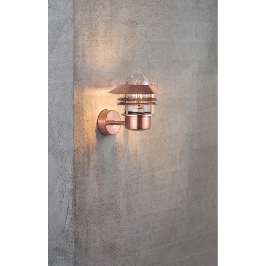 Nordlux - Venkovní nástěnné svítidlo BLOKHUS 1xE27/60W/230V IP54 měděná