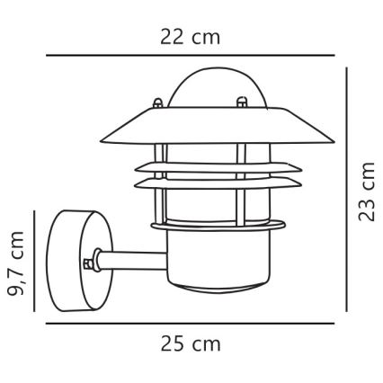 Nordlux - Venkovní nástěnné svítidlo BLOKHUS 1xE27/60W/230V IP54 měděná