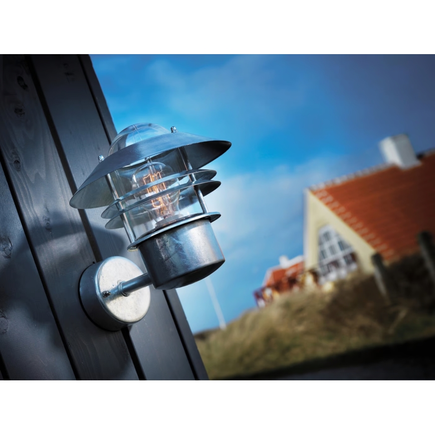 Nordlux - Venkovní nástěnné svítidlo BLOKHUS 1xE27/60W/230V IP54 stříbrná