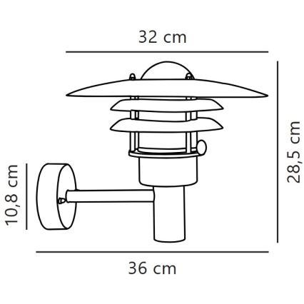 Nordlux - Venkovní nástěnné svítidlo LONSTRUP 1xE27/60W/230V IP44 stříbrná