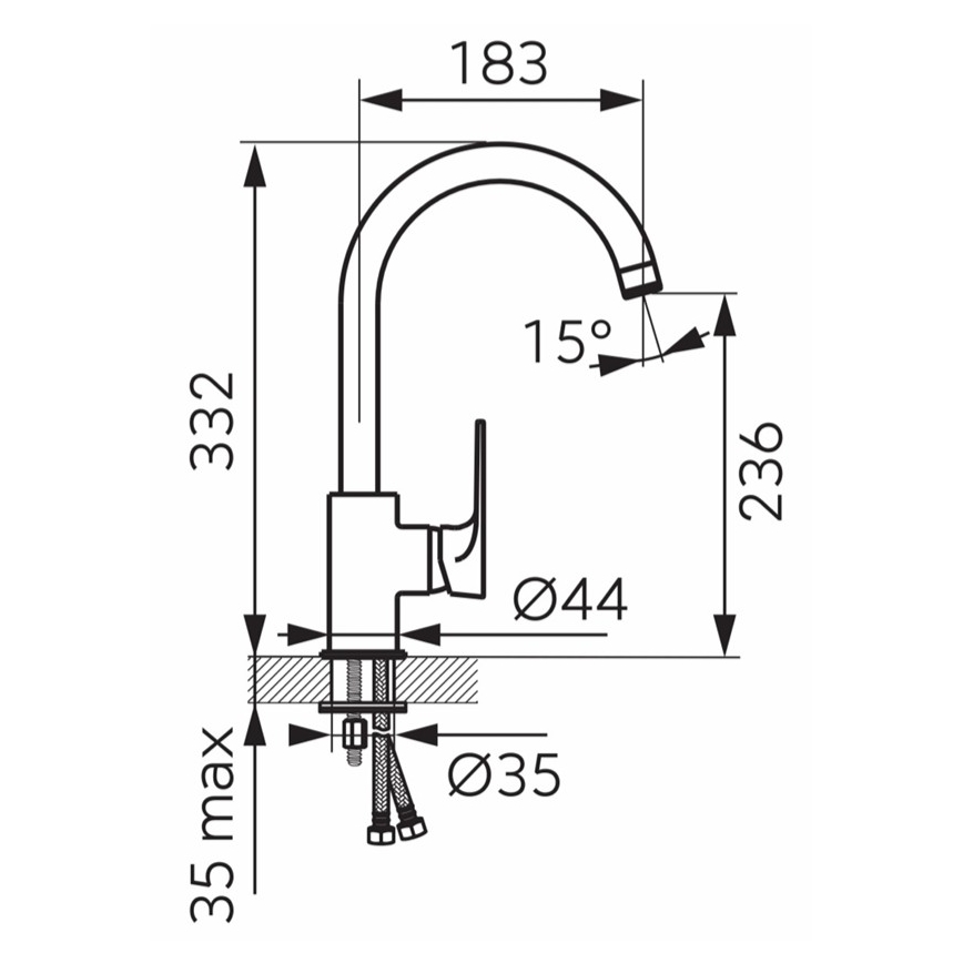 Novaservis - Dřezová baterie ALGEO SQUARE lesklý chrom