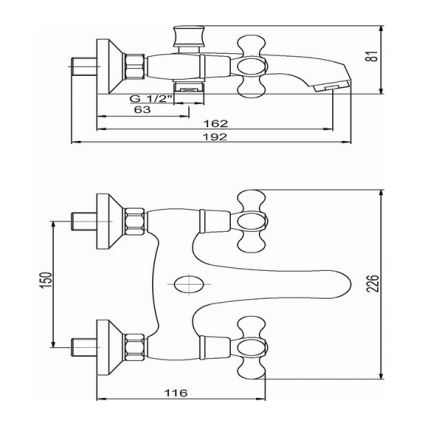Novaservis - Vanová baterie TITANIA RETRO lesklý chrom