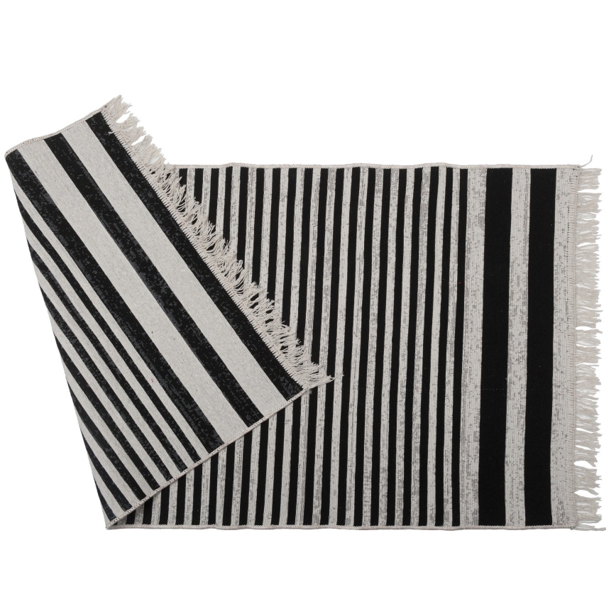 Oboustranný koberec KILIM GOLD 80x150 cm černá/bílá