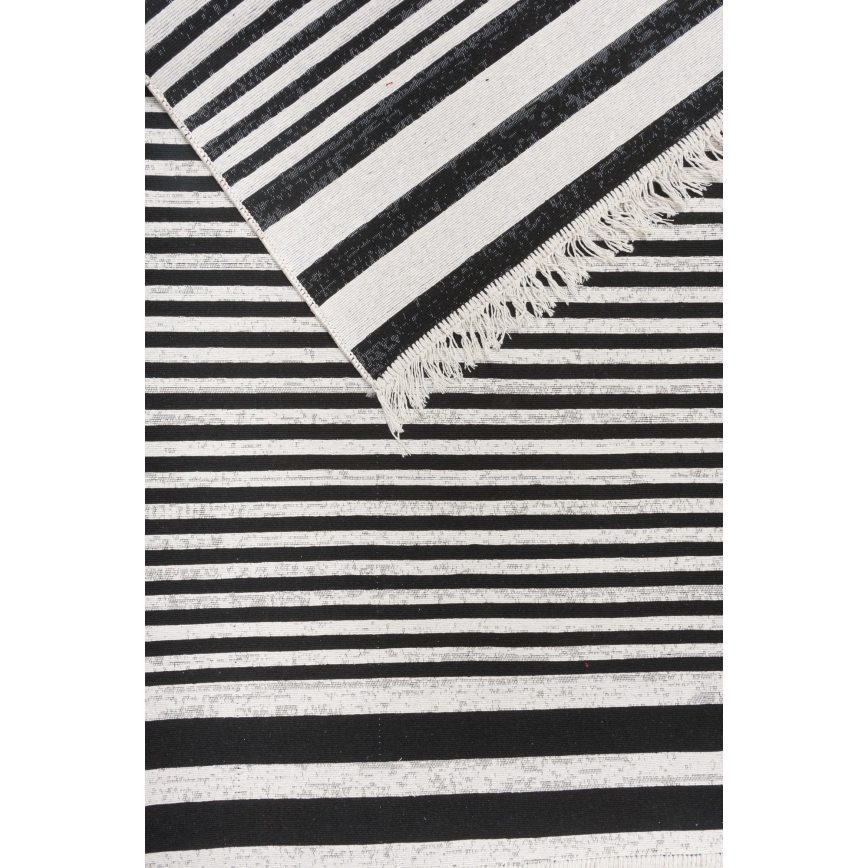 Oboustranný koberec KILIM GOLD 80x150 cm černá/bílá