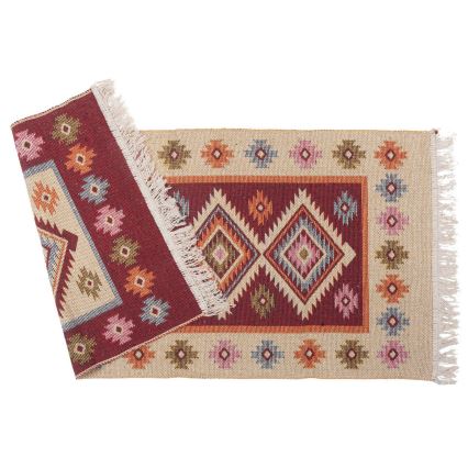 Oboustranný orientální koberec KILIM 80x150 cm červená/béžová