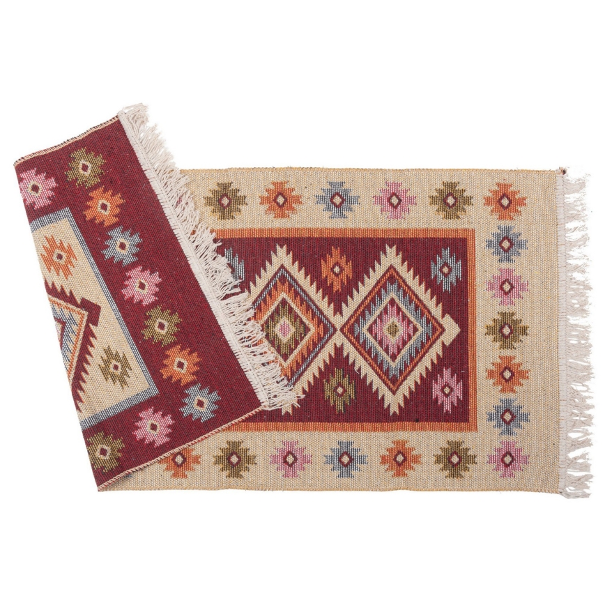 Oboustranný orientální koberec KILIM 80x150 cm červená/béžová