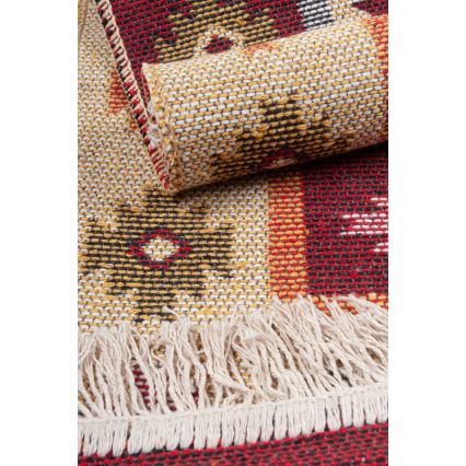 Oboustranný orientální koberec KILIM 80x150 cm červená/béžová
