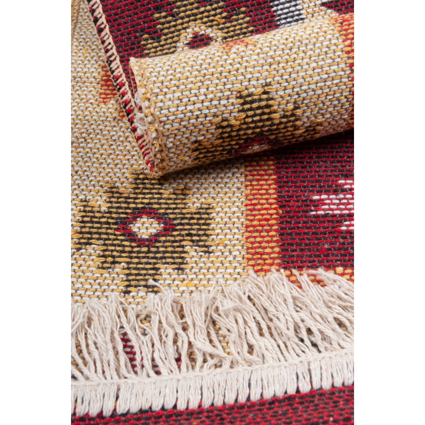 Oboustranný orientální koberec KILIM 80x150 cm červená/béžová