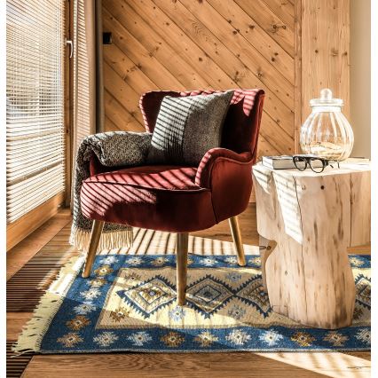 Oboustranný orientální koberec KILIM 80x150 cm modrá/béžová