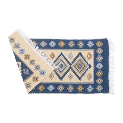 Oboustranný orientální koberec KILIM 80x150 cm modrá/béžová