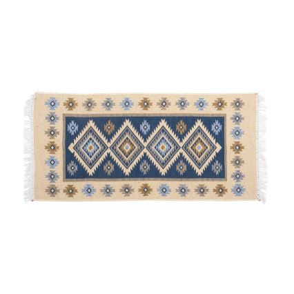 Oboustranný orientální koberec KILIM 80x150 cm modrá/béžová