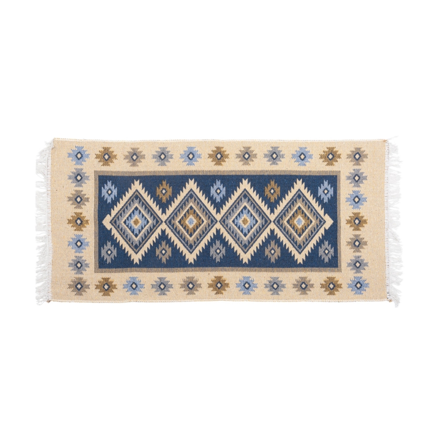 Oboustranný orientální koberec KILIM 80x150 cm modrá/béžová