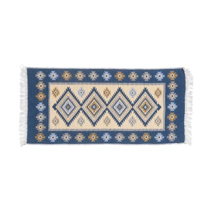 Oboustranný orientální koberec KILIM 80x150 cm modrá/béžová