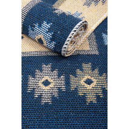 Oboustranný orientální koberec KILIM 80x150 cm modrá/béžová