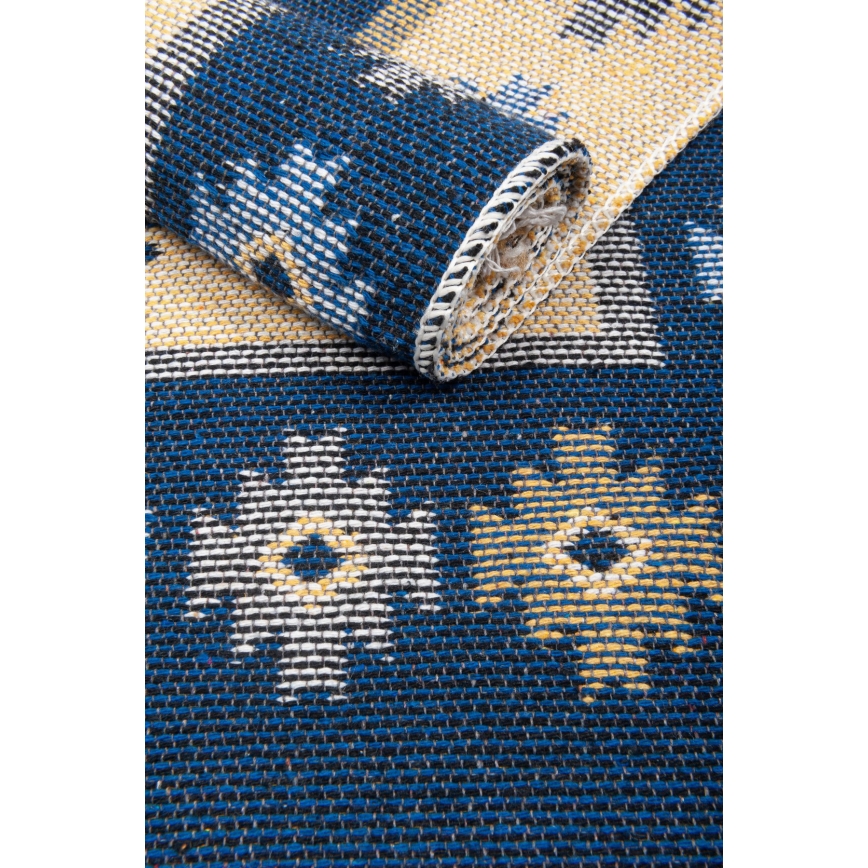 Oboustranný orientální koberec KILIM 80x150 cm modrá/béžová