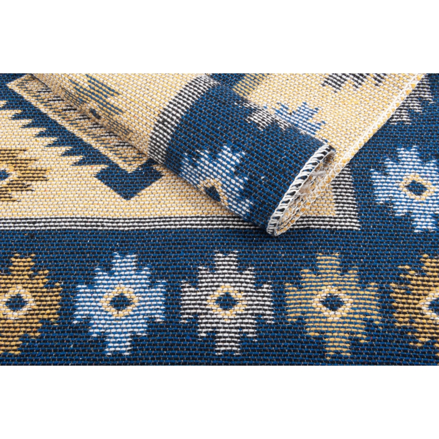 Oboustranný orientální koberec KILIM 80x150 cm modrá/béžová