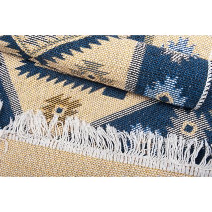 Oboustranný orientální koberec KILIM 80x150 cm modrá/béžová
