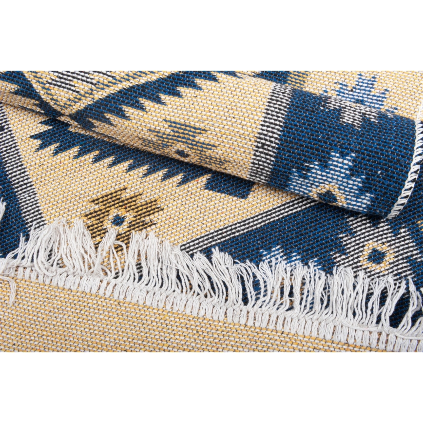 Oboustranný orientální koberec KILIM 80x150 cm modrá/béžová