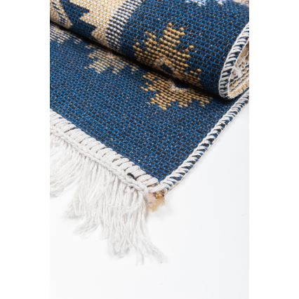 Oboustranný orientální koberec KILIM 80x150 cm modrá/béžová