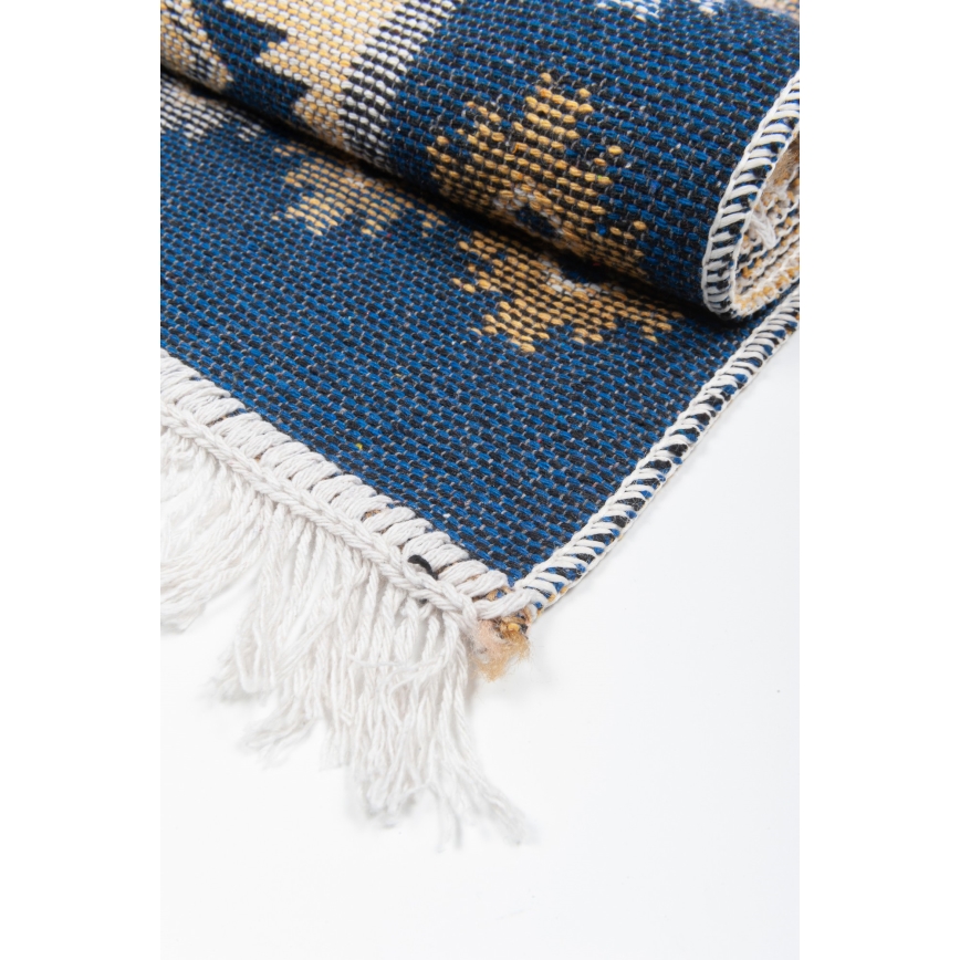 Oboustranný orientální koberec KILIM 80x150 cm modrá/béžová