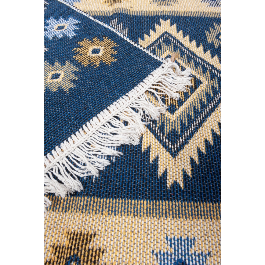 Oboustranný orientální koberec KILIM 80x150 cm modrá/béžová