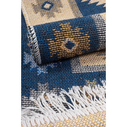 Oboustranný orientální koberec KILIM 80x150 cm modrá/béžová