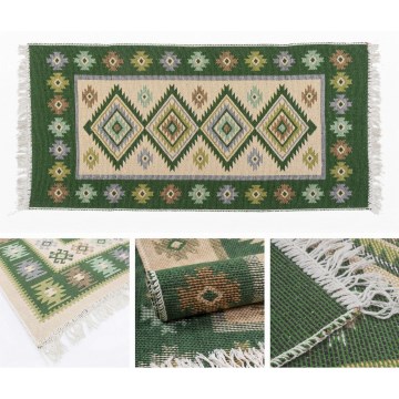 Oboustranný orientální koberec KILIM 80x150 cm zelená/béžová