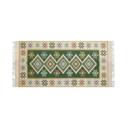 Oboustranný orientální koberec KILIM 80x150 cm zelená/béžová