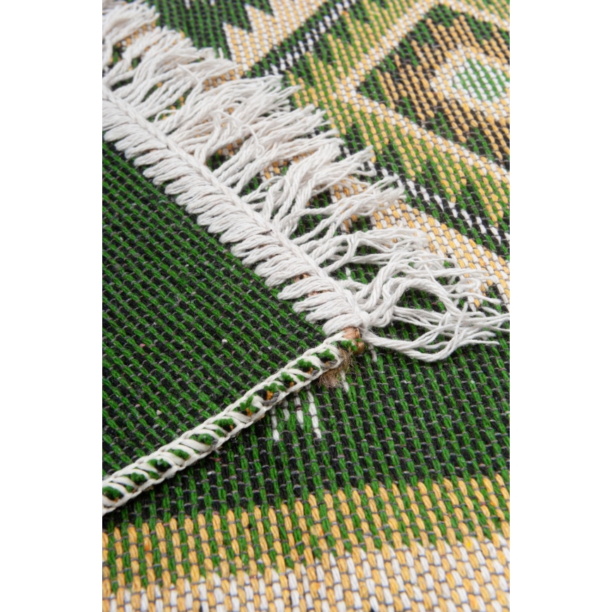 Oboustranný orientální koberec KILIM 80x150 cm zelená/béžová