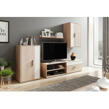 Obývací stěna BRICK 204x150x36 cm dub sonoma/bílá