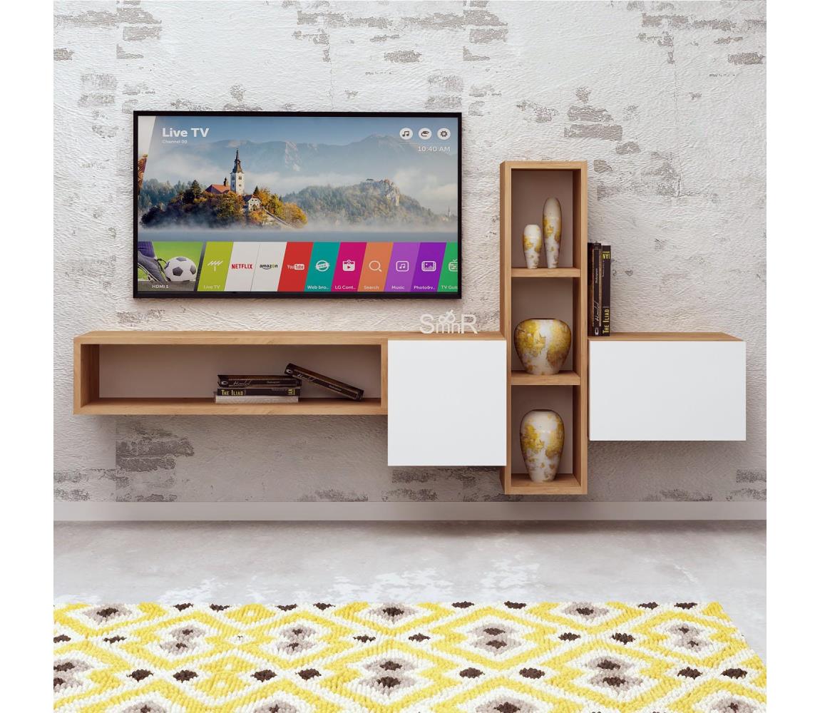 Asir Obývací stěna KUMKUAT 70x160 cm hnědá/bílá AS0793