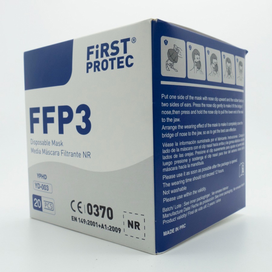 Ochranná pomůcka - respirátor FFP3 NR CE 0370 20ks