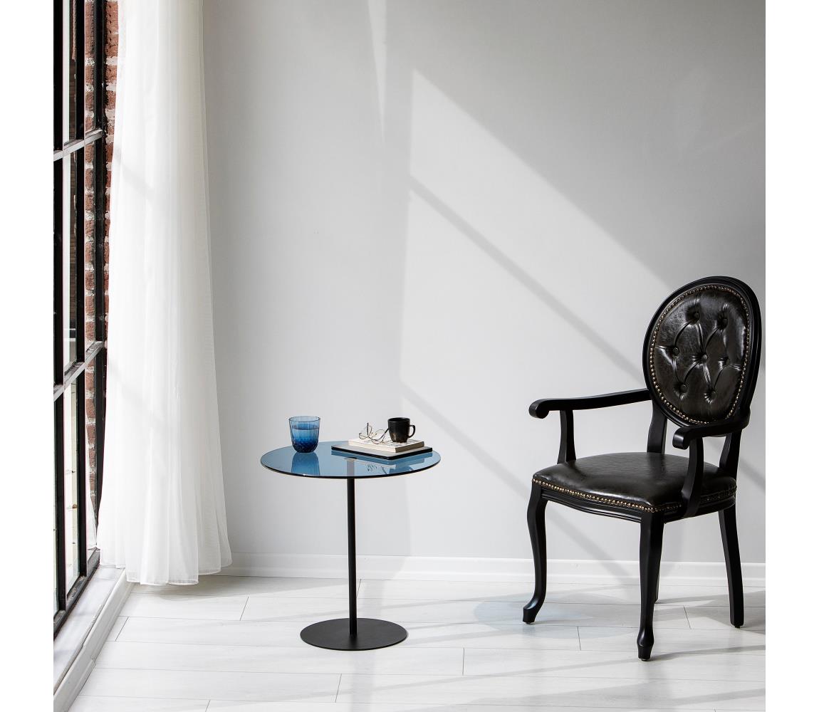  Odkládací stolek CHILL 50x50 cm černá/modrá 