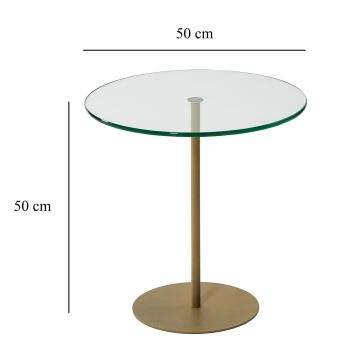 Odkládací stolek CHILL 50x50 cm zlatá/čirá
