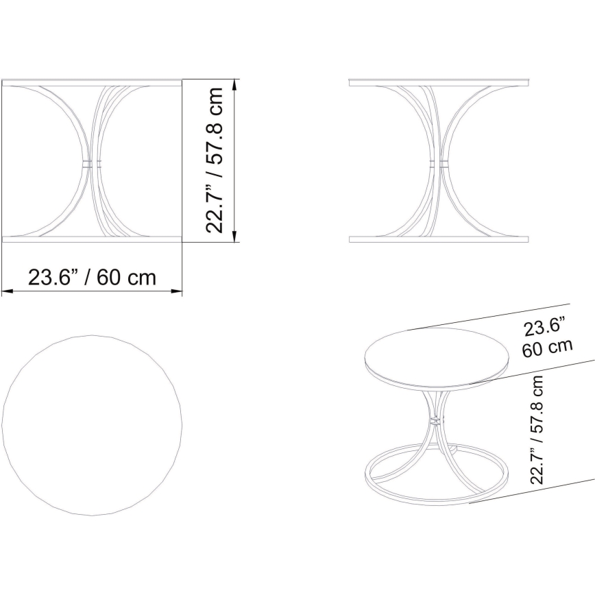 Odkládací stolek CORLEAONE 60 cm černá