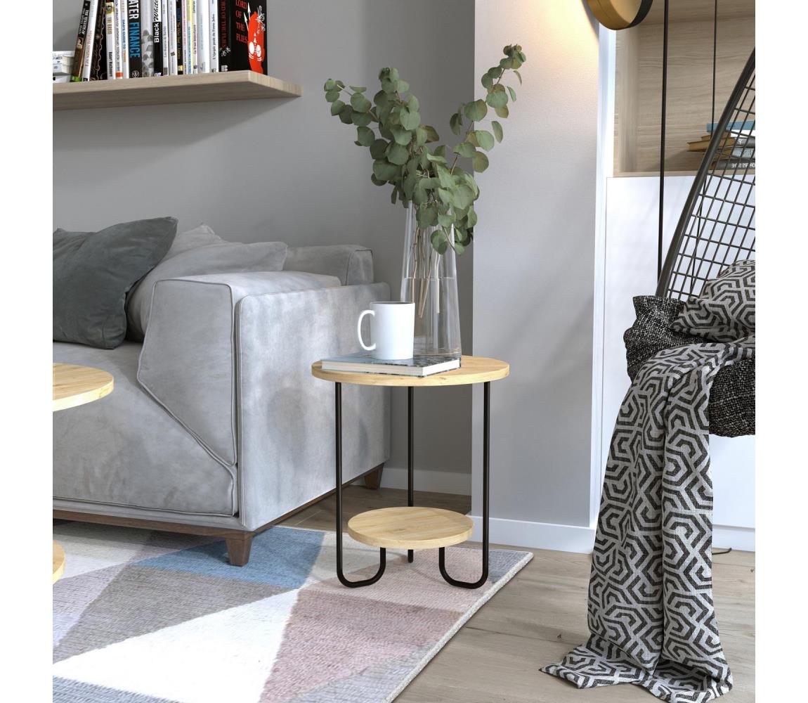 Asir Odkládací stolek CORRO 45x40 cm béžová/černá AS1006