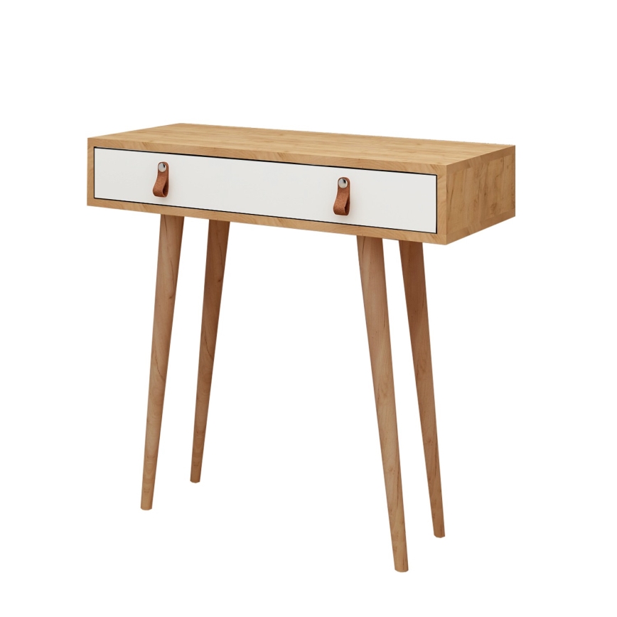 Odkládací stolek DOKKA 88x80 cm bílá/béžová