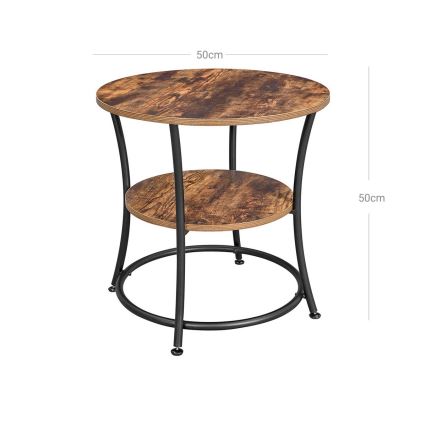 Odkládací stolek ELDUR 50 cm hnědá/černá