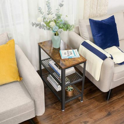 Odkládací stolek ELDUR 60x30 cm hnědá/černá