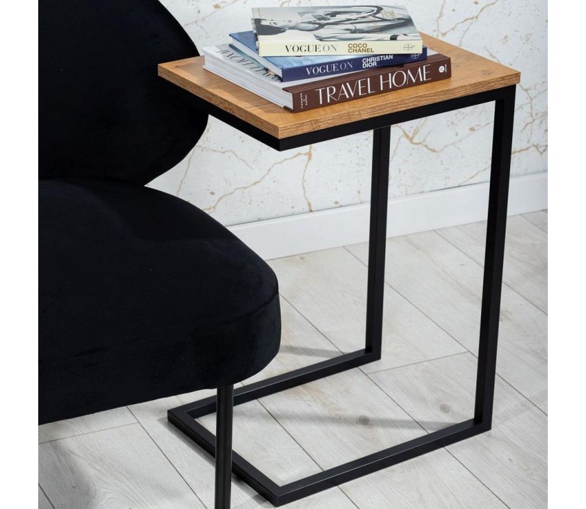 HowHomely Odkládací stolek HELPER 57x40 cm černá/hnědá DD0161