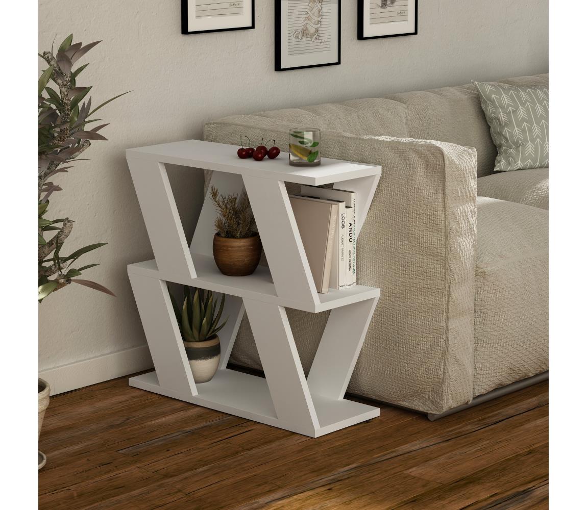  Odkládací stolek LAZENA 57x60 cm bílá 